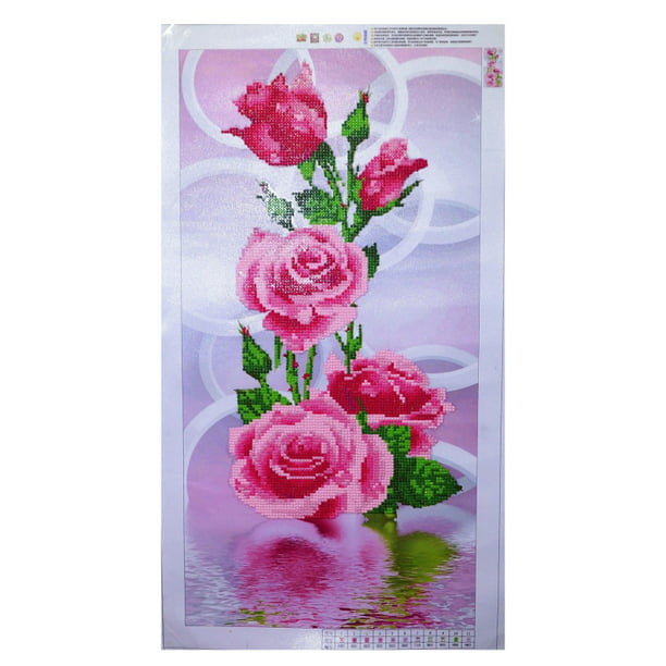 5D Full Drill Diamond Embroidery Kit DIY Pink Flower Decoration Embroidery Art 